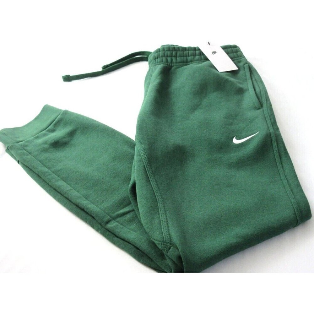 Nike Men's Fleece Lined Jogger Pants Tapered Leg Gorge Green White Slim Fit NWT